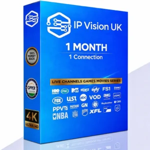 UK IPTV subscription 1 month package with single connection showing 40000+ live channels